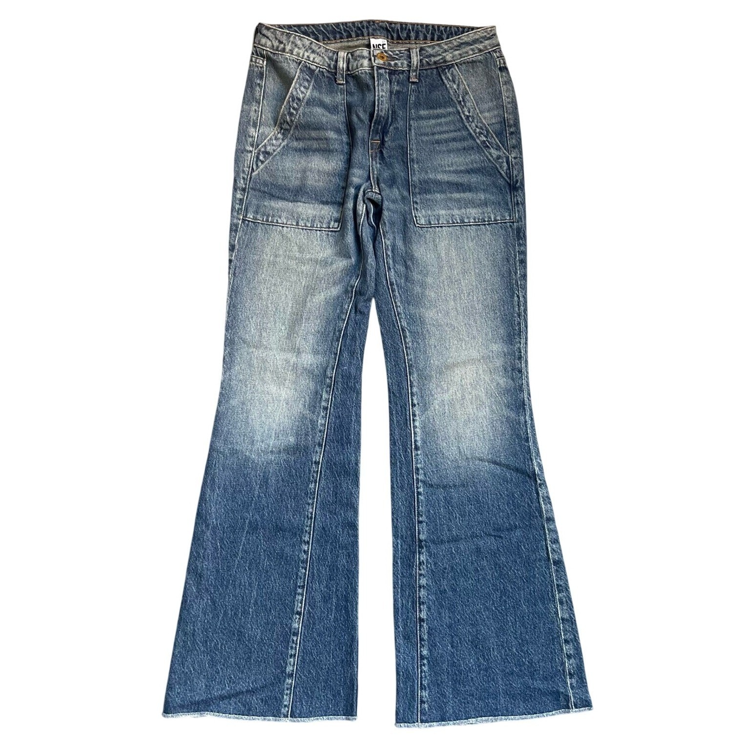 100% Cotton Nsf Denim Faded Light Wash Jeans Flare Distressed Women's Size 27